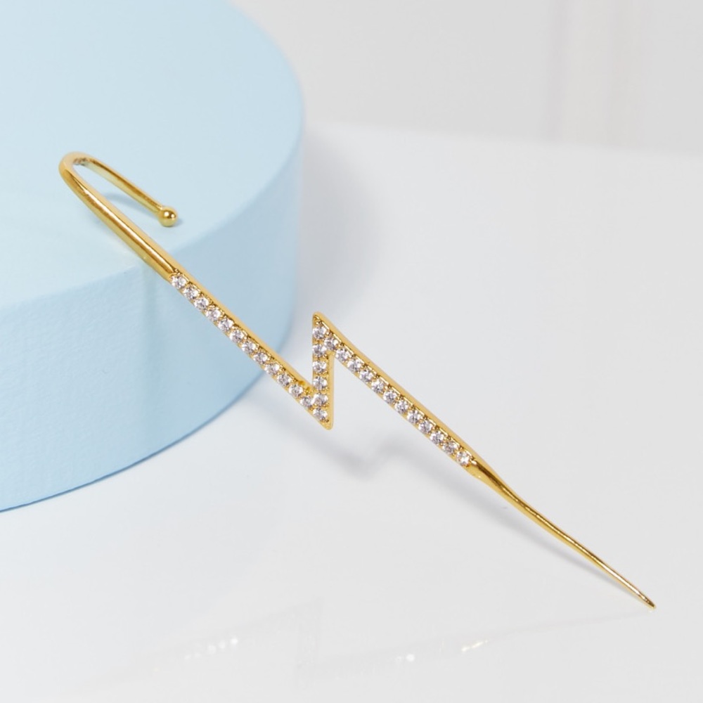 Rhinestone Lightning Cuff Earring *Hypoallergenic!